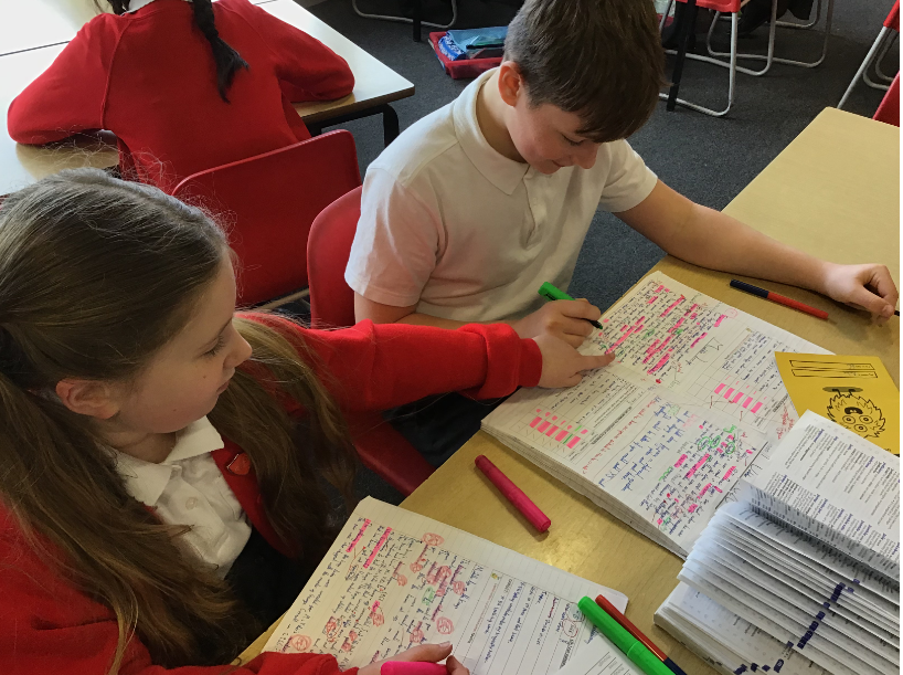 Children taking part in peer assessment.