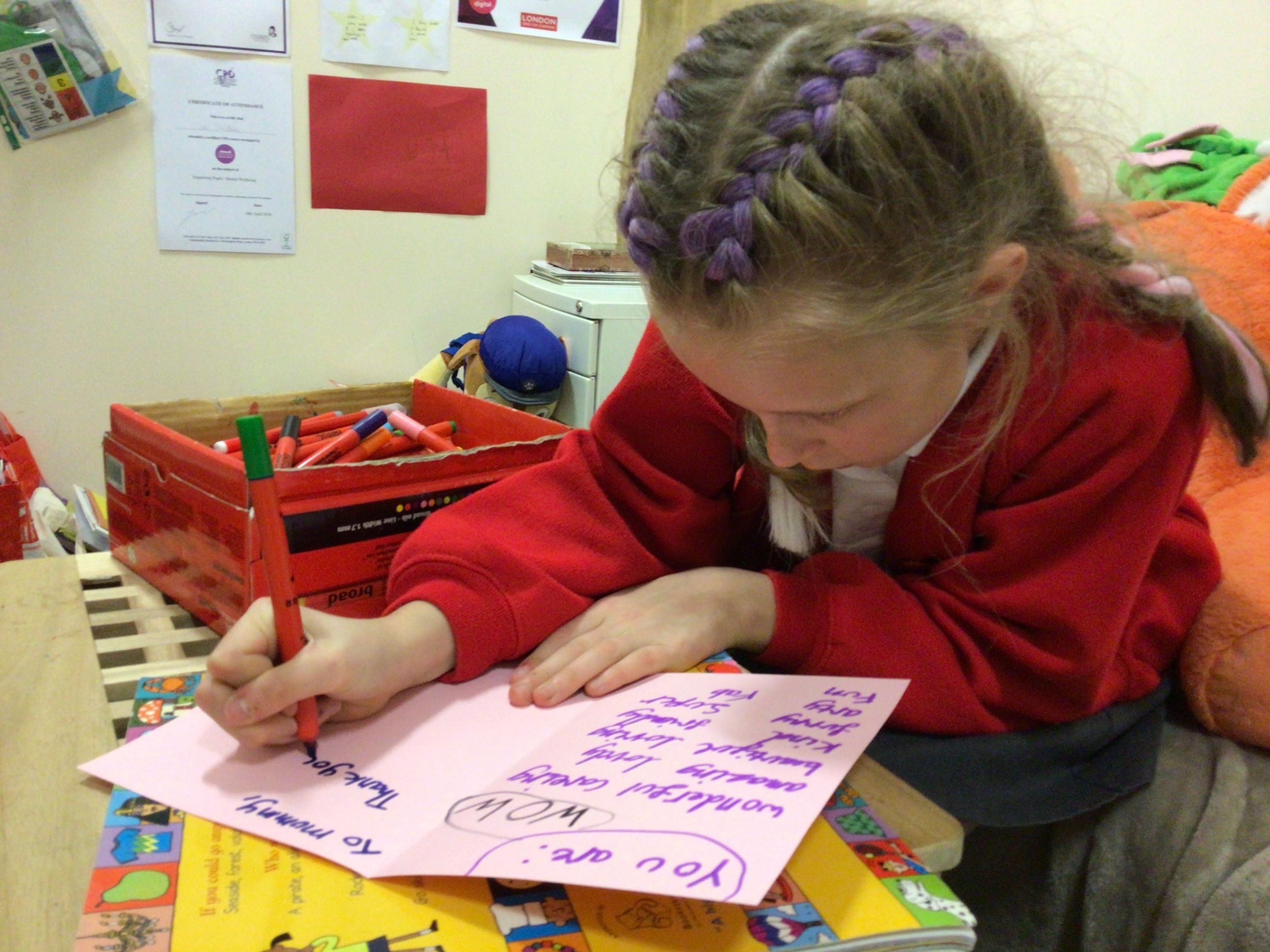 Service child making a card