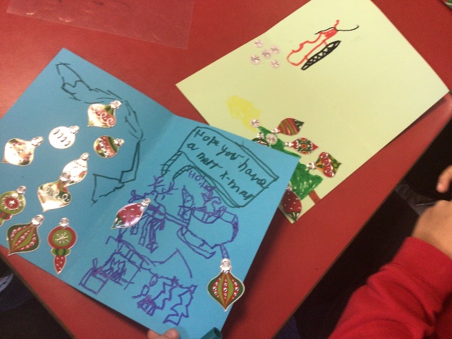 Christmas cards made by the children for Parkfield House Residents