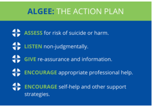 Algee Action Plan - Assess, Listen, Give, Encourage professional help, encourage self help