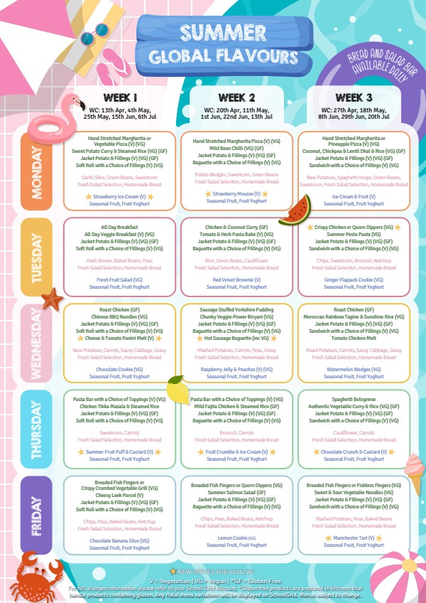 Summer Term 2026 Menu