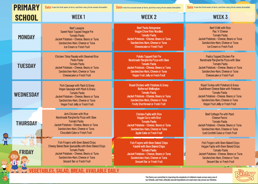 The Pantry Autumn Term Menu 2025