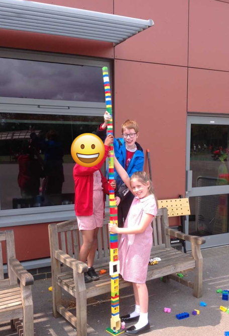Children building a tower